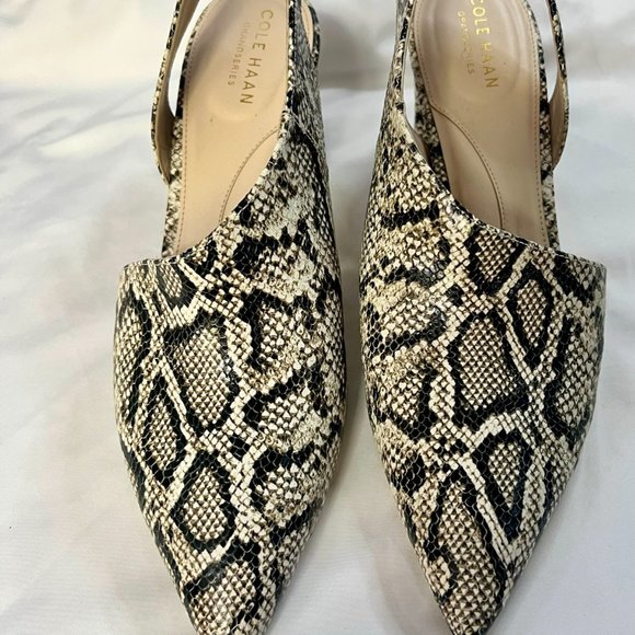 Cole Hann Snake Skin Cross Strap Pumps 8 1/2 - Picture 1 of 6